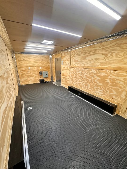 New 2027 8.5x20 Car Hauler 7000lb torsions- Flat Front-ATP Floor & Interior Lighting - Charcoal poly-Blackout- Enclosed Car Hauler
