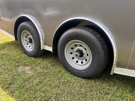 New 2027 8.5x20 Car Hauler 7000lb torsions- Flat Front-ATP Floor & Interior Lighting - Charcoal poly-Blackout- Enclosed Car Hauler