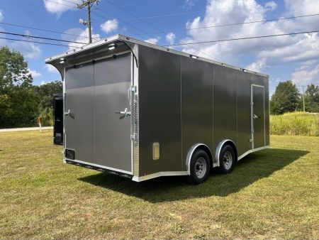 New 2027 8.5x20 Car Hauler 7000lb torsions- Flat Front-ATP Floor & Interior Lighting - Charcoal poly-Blackout- Enclosed Car Hauler