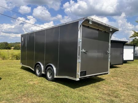 New 2027 8.5x20 Car Hauler 7000lb torsions- Flat Front-ATP Floor & Interior Lighting - Charcoal poly-Blackout- Enclosed Car Hauler