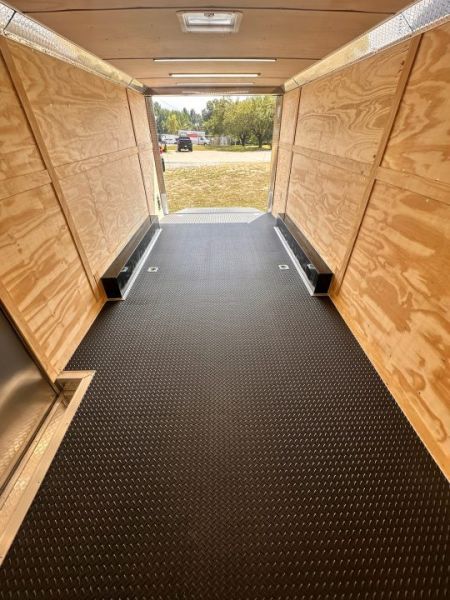 New 2027 8.5x20 Car Hauler 7000lb torsions- Flat Front-ATP Floor & Interior Lighting - Charcoal poly-Blackout- Enclosed Car Hauler