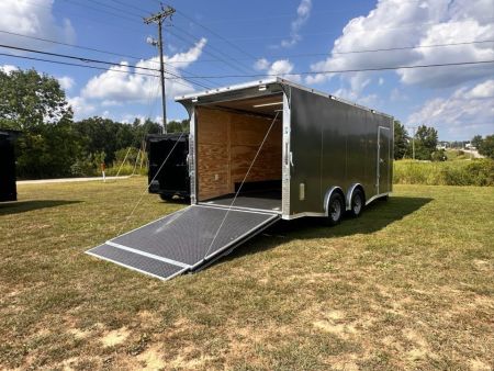 New 2027 8.5x20 Car Hauler 7000lb torsions- Flat Front-ATP Floor & Interior Lighting - Charcoal poly-Blackout- Enclosed Car Hauler