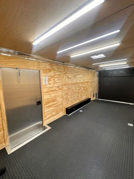 New 2027 8.5x20 Car Hauler 7000lb torsions- Flat Front-ATP Floor & Interior Lighting - Charcoal poly-Blackout- Enclosed Car Hauler