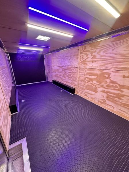 New 2027 8.5x20 Car Hauler 7000lb torsions- Flat Front-ATP Floor & Interior Lighting - Charcoal poly-Blackout- Enclosed Car Hauler