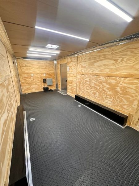 New 2027 8.5x20 Car Hauler 7000lb torsions- Flat Front-ATP Floor & Interior Lighting - Charcoal poly-Blackout- Enclosed Car Hauler