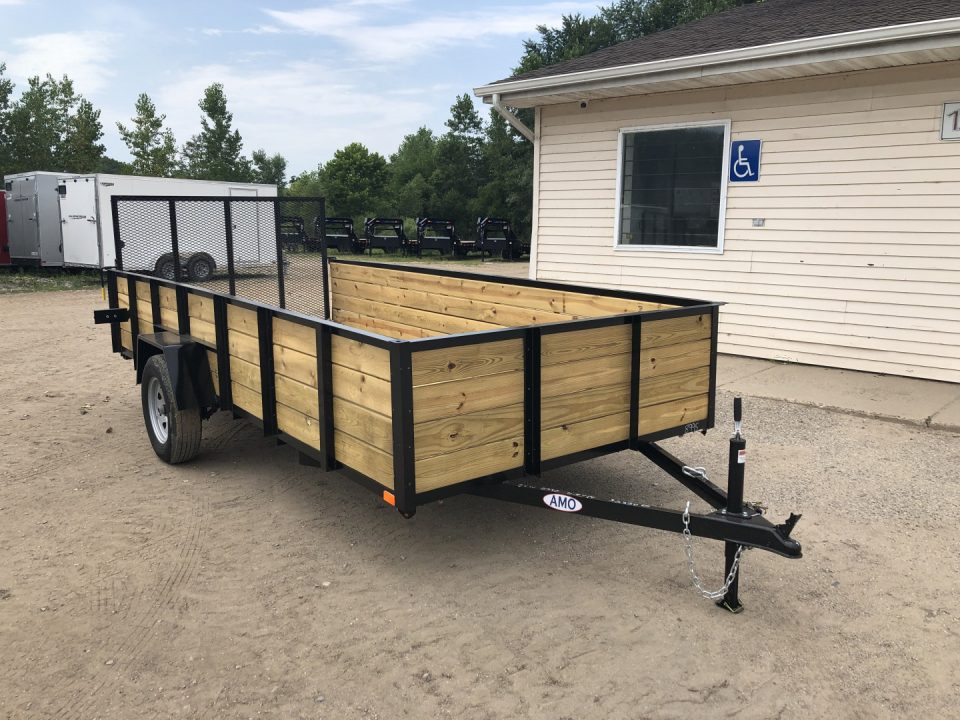 New 2026 AMO 6.4X14 Woodside w/ LED Lights and Spring Assist Landscape Trailer