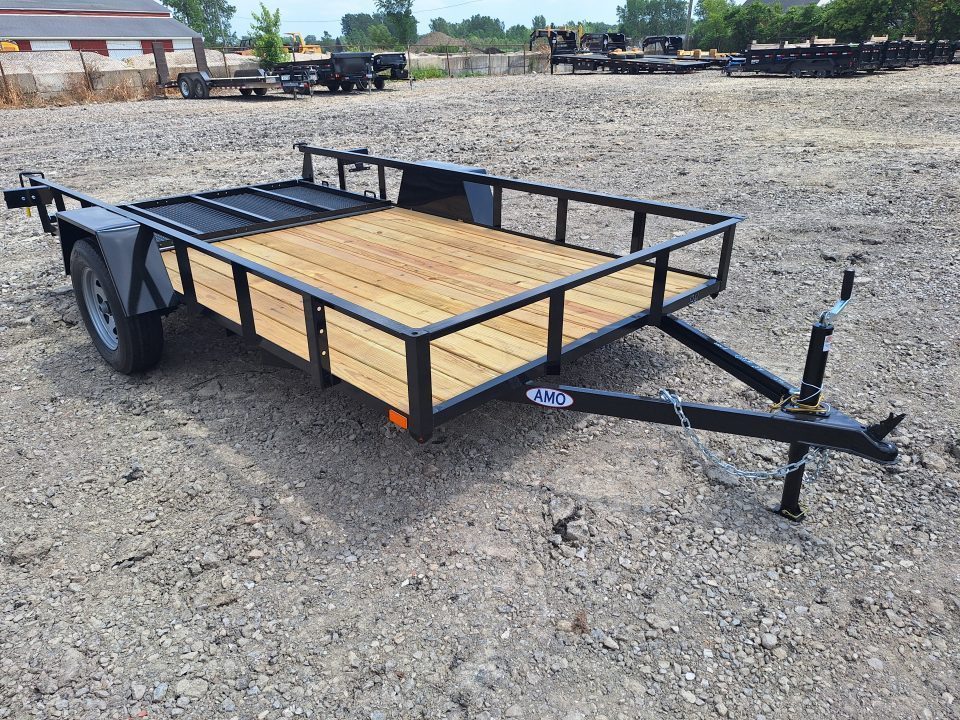 New 2027 AMO 76x12 Lowside Landscape Trailer W/Led Lights & Spring Assist Gate