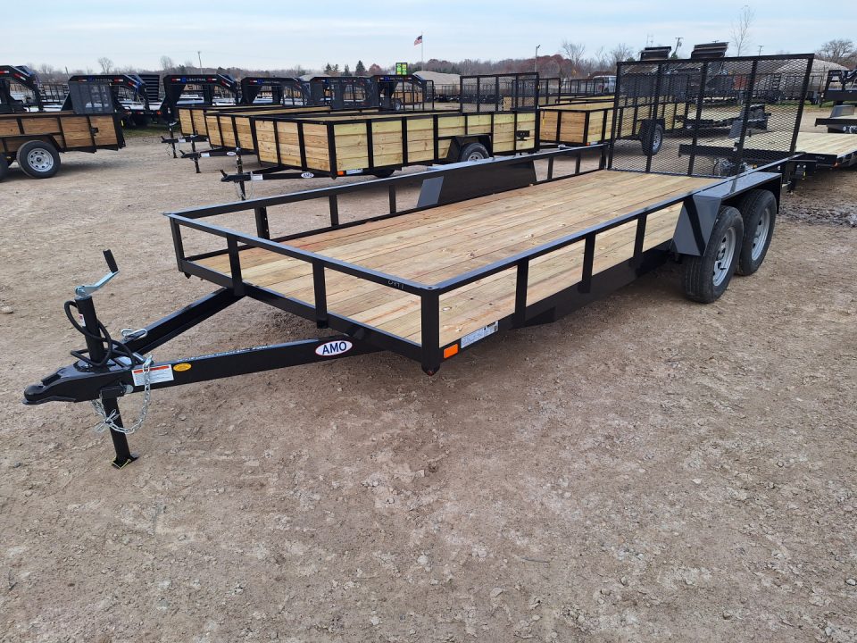 New 2026 AMO 82x18' Lowside Landscape Trailer W/ Spring Assist Gate and Led Lights