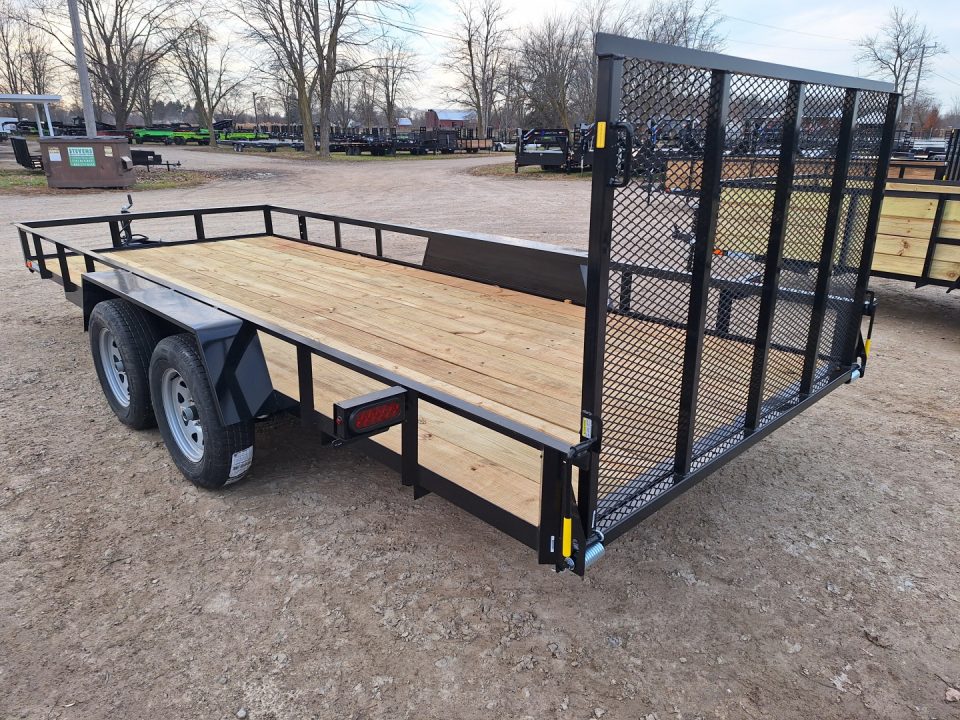 New 2026 AMO 82x18' Lowside Landscape Trailer W/ Spring Assist Gate and Led Lights