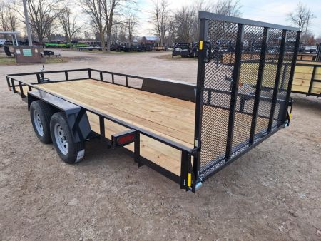 New 2026 AMO 82x18' Lowside Landscape Trailer W/ Spring Assist Gate and Led Lights
