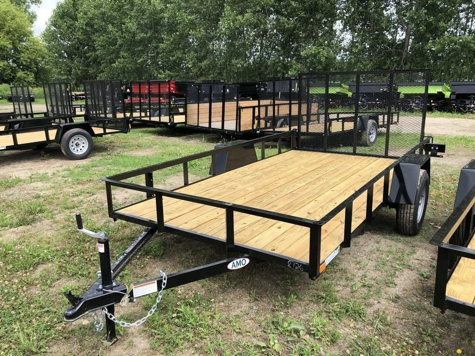 New 2027 AMO 82X12 W/ LED LIGHTS AND SPRING ASSIST GATE Landscape Trailer