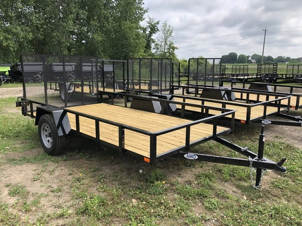 New 2027 AMO 82X12 W/ LED LIGHTS AND SPRING ASSIST GATE Landscape Trailer
