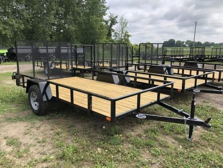 New 2027 AMO 82X12 W/ LED LIGHTS AND SPRING ASSIST GATE Landscape Trailer