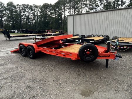 New 2027 Diamond C HDT210 Tilt Trailer, 82x20 (16ft+4ft) HUGE 10K Super Single Axles, Hydraulic Jack, #18460 Payload
