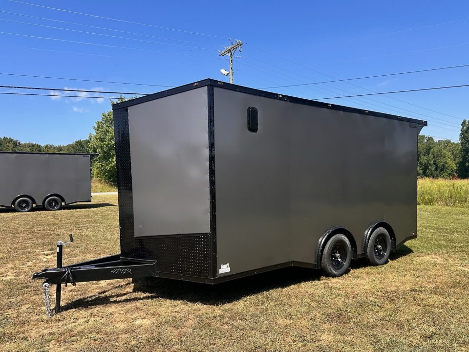 New 2027 8.5x16 Race Trailer-5200lb Torsion- Finished Interior - Charcoal poly - Car / Racing Trailer
