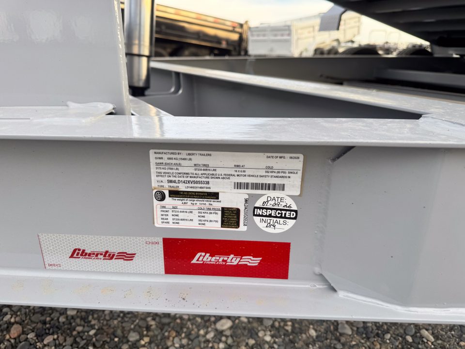 New 2027 Liberty 83x14 Dump Trailer 15400 GVW