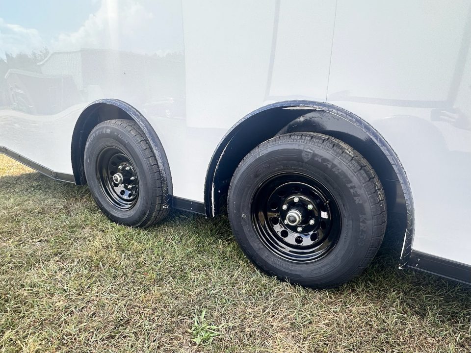 New 2027 8.5x24 Car Hauler-5200LB Torsion Axle--White Blackout-Enclosed Car Hauler