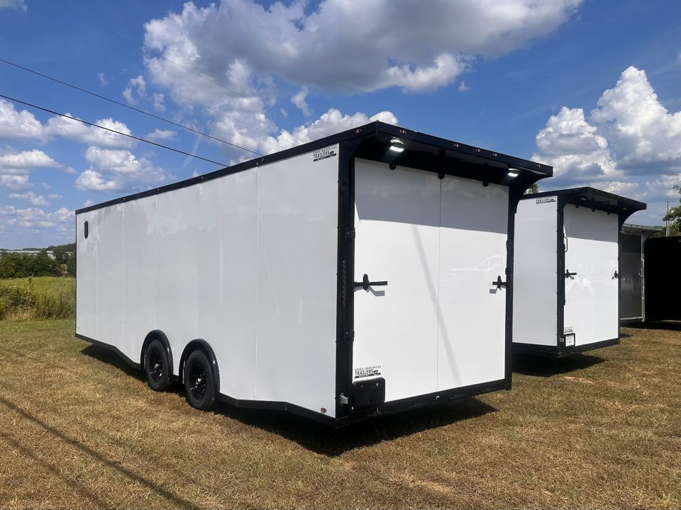 New 2027 8.5x24 Car Hauler-5200LB Torsion Axle--White Blackout-Enclosed Car Hauler