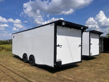 New 2027 8.5x24 Car Hauler-5200LB Torsion Axle--White Blackout-Enclosed Car Hauler