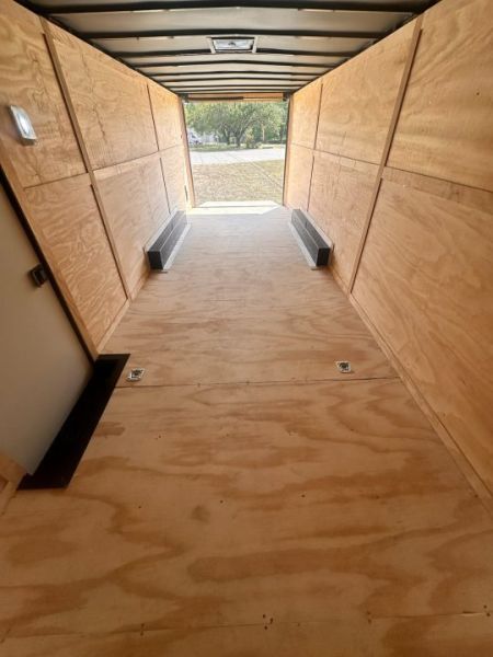 New 2027 8.5x24 Car Hauler-5200LB Torsion Axle--White Blackout-Enclosed Car Hauler