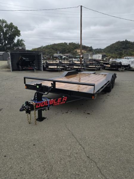 New CAR HAULER 2027 DOUBLE A 8X20 ROCK CRAWLER DRIVE OVER FENDERS DOVETAIL 14,000 GVWR TRAILER BLACK