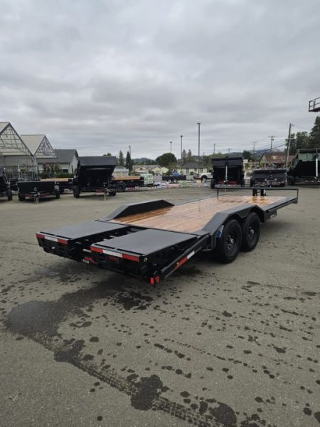 New CAR HAULER 2027 DOUBLE A 8X20 ROCK CRAWLER DRIVE OVER FENDERS DOVETAIL 14,000 GVWR TRAILER BLACK