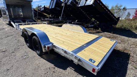 New 2026 CargoPro 8x18 Aluminum 7K Wood Deck Car Hauler w/Slide-In Ramps COCH8X18-W