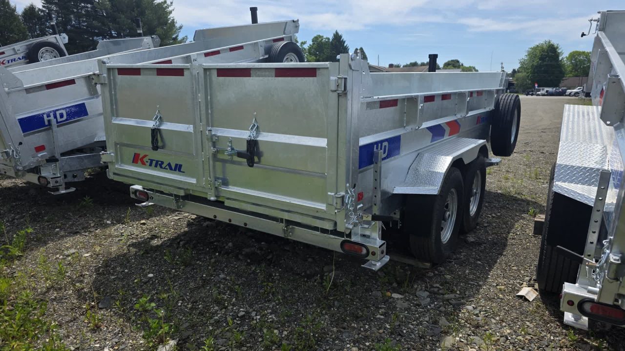 New 2026 K-Trail 82"X14 14K Galvanized Dump Trailer w/ Ramps, Tarp, Tool Tray, Spare Tire