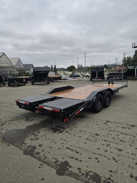 New ROCK CRAWLER 2027 DOUBLE A 8X20 DRIVE OVER FENDERS DOVETAIL CAR HAULER 14,000 GVWR TRAILER BLACK