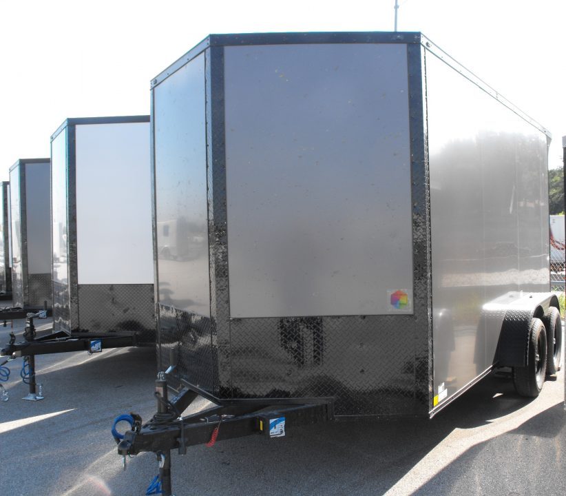 New Enclosed Trailer 7 x 14 Ramp 7' Interior 7K Charcoal 080 Polycore