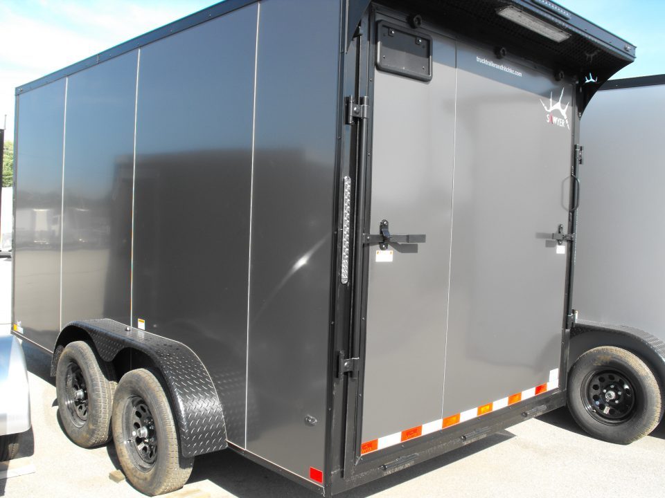 New Enclosed Trailer 7 x 14 Ramp 7' Interior 7K Charcoal 080 Polycore
