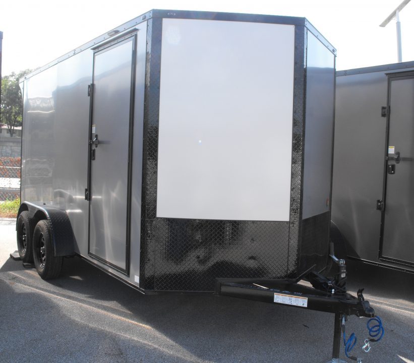 New Enclosed Trailer 7 x 14 Ramp 7' Interior 7K Silver 080 Polycore