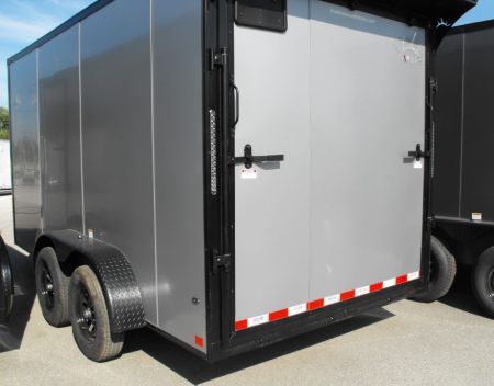 New Enclosed Trailer 7 x 14 Ramp 7' Interior 7K Silver 080 Polycore
