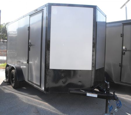 New Enclosed Trailer 7 x 14 Ramp 7' Interior 7K Silver 080 Polycore