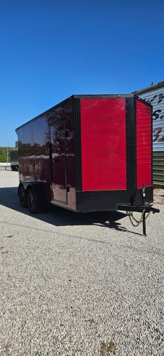 New 2026 Family Trailer 7x14 Tandem Axles Cargo / Enclosed Trailer - Screwless Exterior- Blackout Pkg- Rear Spoiler