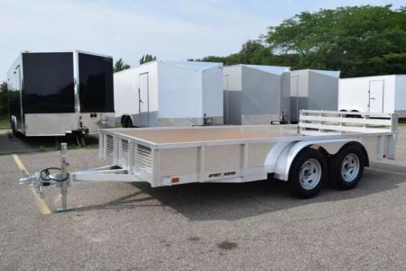 New 2027 SPORT HAVEN 7x14 OPEN UTILITY w/ BI-FOLD RAMP GATE & ATP SIDES