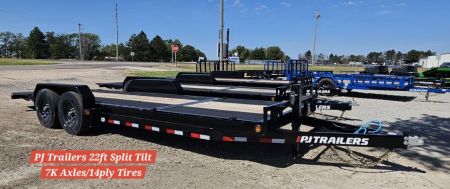New 2027 PJ Trailers 83  x 22' 6  Channel Equipment Tilt, w/14ply Tires (T6) Tilt Trailer