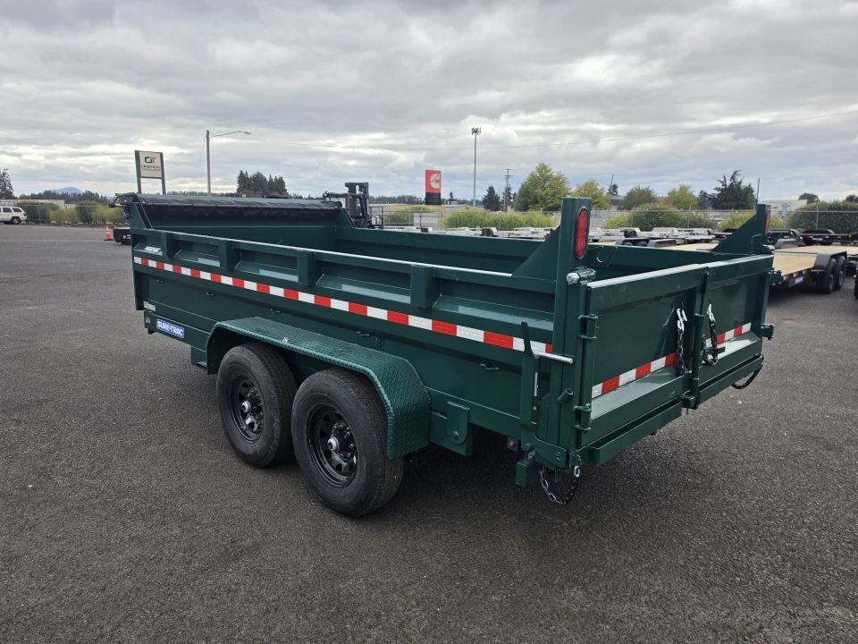 New 2027 Sure-Trac 7x14 Low Pro Scissor Dump 14K GVWR *FOREST GREEN