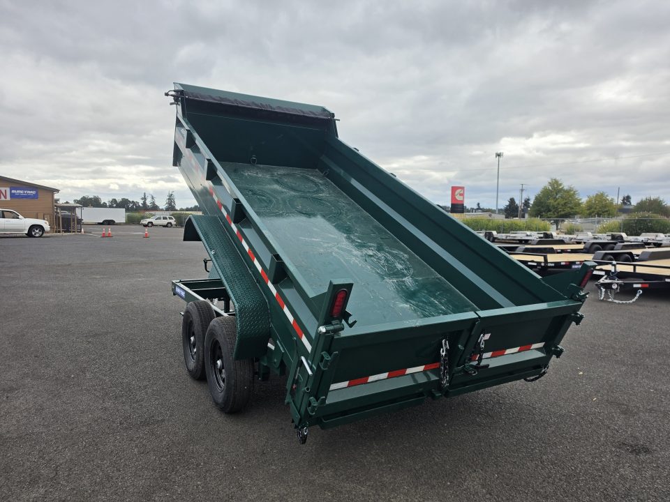 New 2027 Sure-Trac 7x14 Low Pro Scissor Dump 14K GVWR *FOREST GREEN