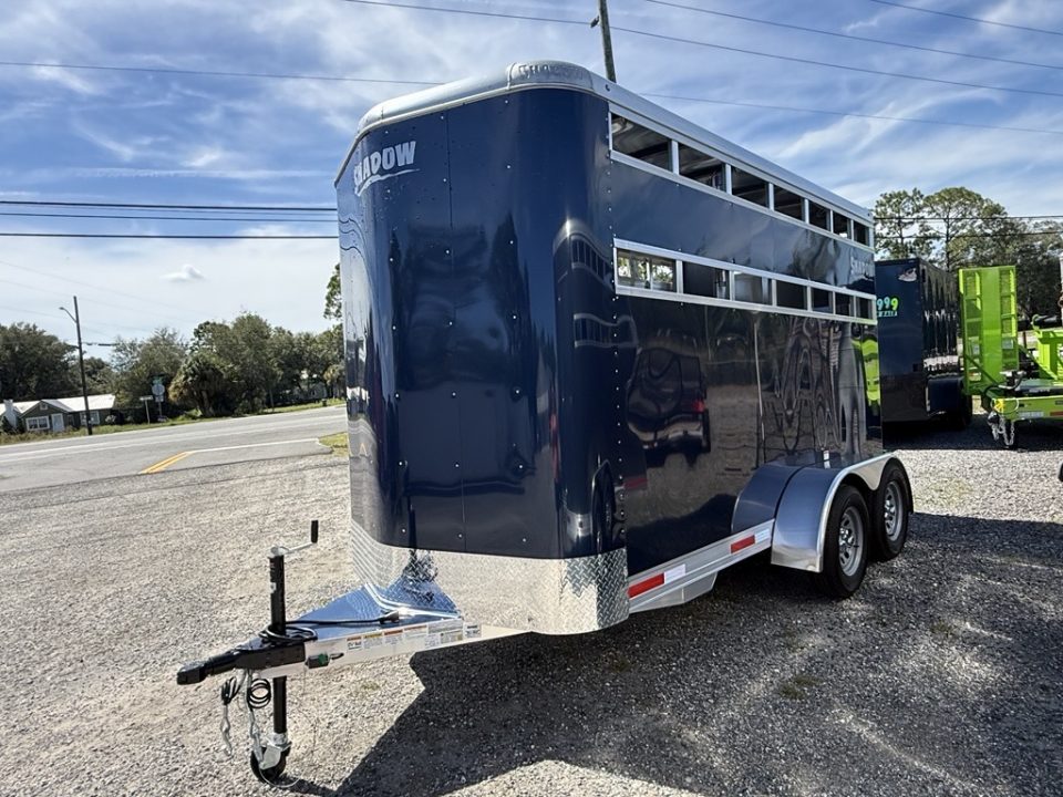 New 2026 Shadow 2 Horse Blue Bumperpull Slant Trailer / Livestock Trailer with Removable Dividers and Tack Room Horse Trailer
