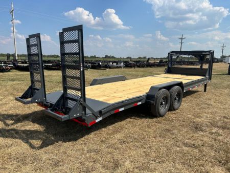New 2027 Lamar 83x24 Tandem 14K GN Equipment Trailer w/ 2' Dove & Standup Ramps