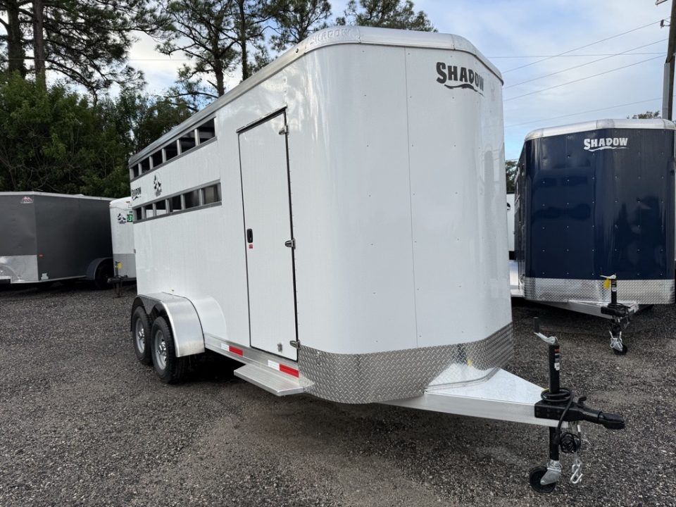 New 2026 Shadow White 3 Horse Bumperpull Slant Trailer / Livestock Trailer with Removable Dividers and Tack Room Horse Trailer