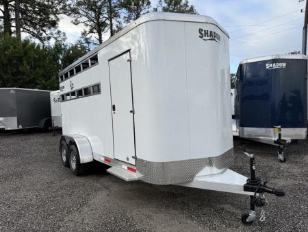 New 2026 Shadow White 3 Horse Bumperpull Slant Trailer / Livestock Trailer with Removable Dividers and Tack Room Horse Trailer