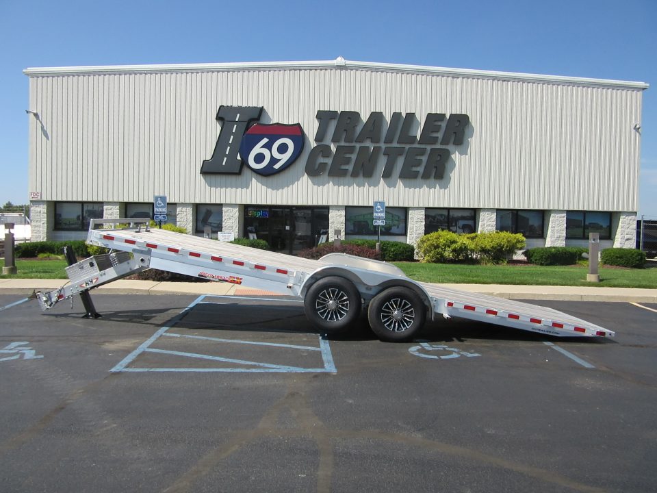 New 2026 H&H Trailers 7 x 24 Aluminum Electric Tilt Speed Loader H8224EXA-140 Car Hauler 14K / Hydraulic Jack / Toolbox / Winch Plate