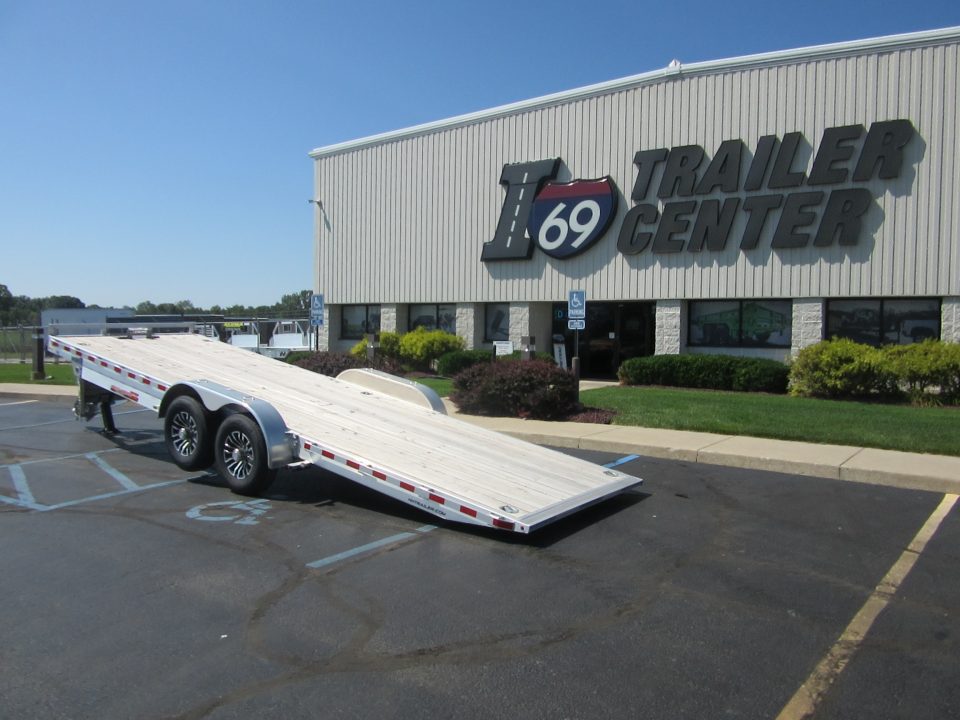 New 2026 H&H Trailers 7 x 24 Aluminum Electric Tilt Speed Loader H8224EXA-140 Car Hauler 14K / Hydraulic Jack / Toolbox / Winch Plate