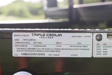 New 2027 7X12 Triple Crown ATV UTILITY TRAILER