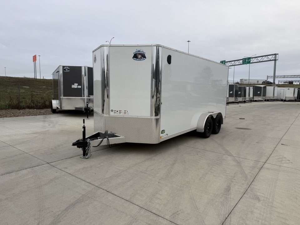 New LIGHT Hail New 2027 Bighorn R&M 7x16 + 2’V Nose SUPERIOR QUALITY Rear Ramp Enclosed Cargo Trailer