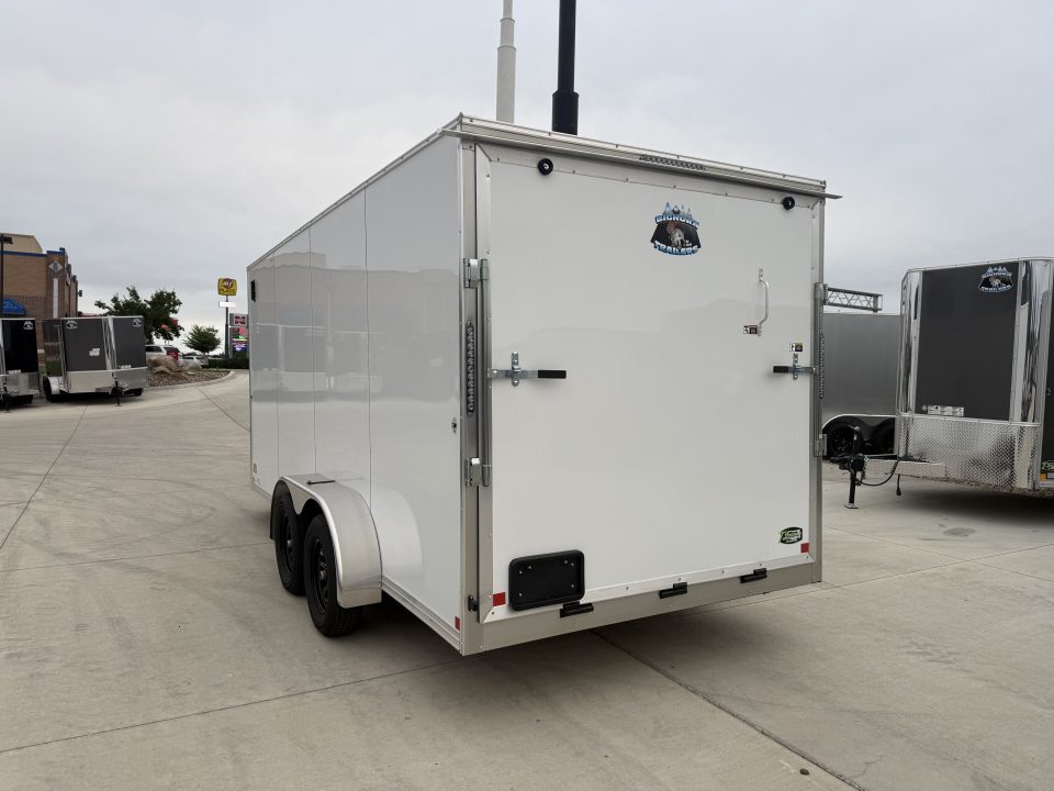 New LIGHT Hail New 2027 Bighorn R&M 7x16 + 2’V Nose SUPERIOR QUALITY Rear Ramp Enclosed Cargo Trailer