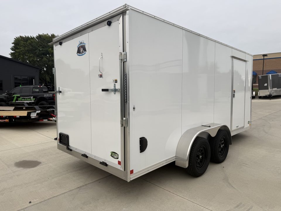 New LIGHT Hail New 2027 Bighorn R&M 7x16 + 2’V Nose SUPERIOR QUALITY Rear Ramp Enclosed Cargo Trailer