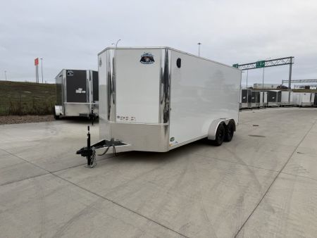New LIGHT Hail New 2027 Bighorn R&M 7x16 + 2’V Nose SUPERIOR QUALITY Rear Ramp Enclosed Cargo Trailer